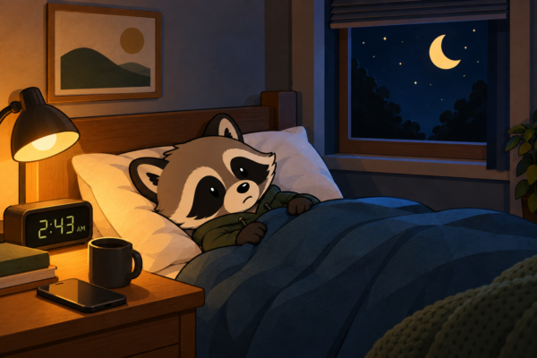 Pache lying awake at 2:43 a.m. after struggling with ADHD and sleep deprivation