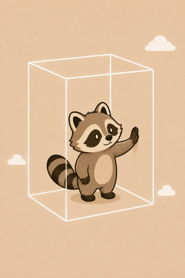 Pache touching an invisible wall, representing the feeling of being mentally stuck with ADHD