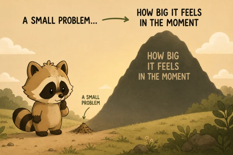 Pache looking at a small problem that feels like an enormous mountain in the moment