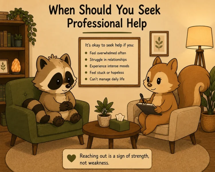 Pache talking with Piper about when to seek professional help for overwhelming emotions and daily struggles