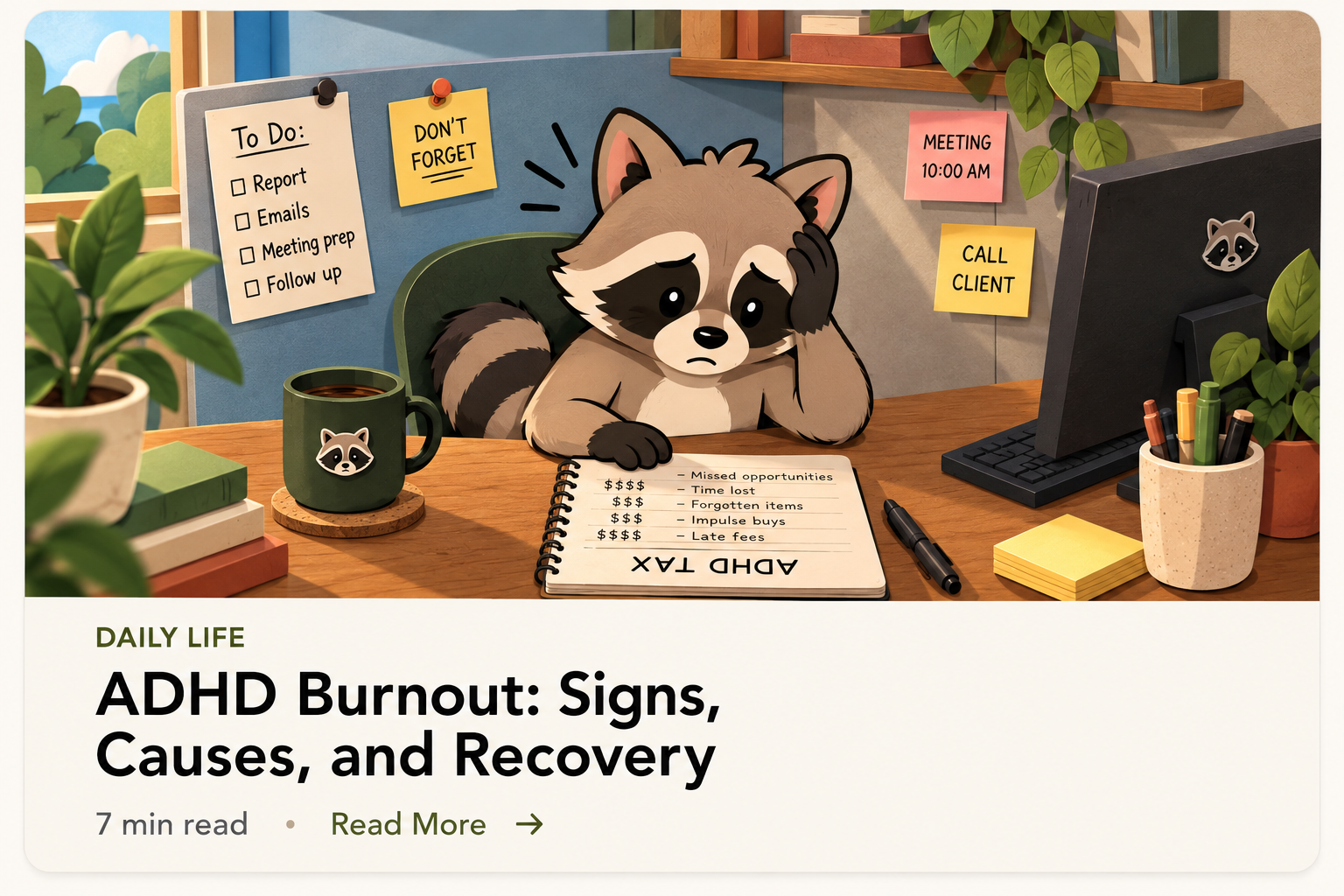 Pache feeling overwhelmed at his desk, illustrating ADHD burnout from mounting tasks, reminders, and responsibilities.