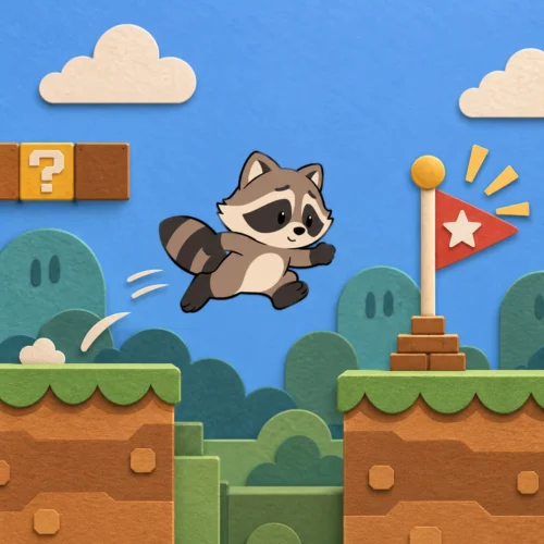     Pache approaching a video-game-style checkpoint, illustrating finding a safe stopping point before switching tasks with ADHD.