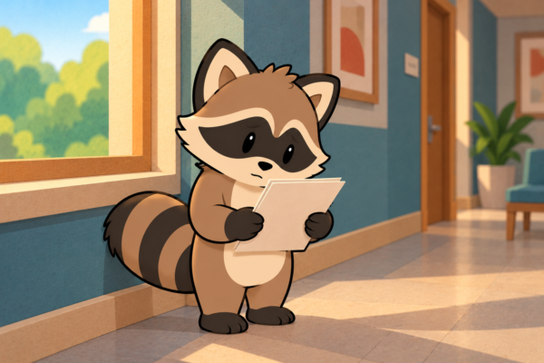 Pache standing in a quiet clinic hallway, looking thoughtfully at his ADHD assessment results after receiving his diagnosis as an adult.